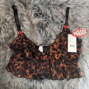 Parade Leopard Silky Print Wireless Bralette - Size S